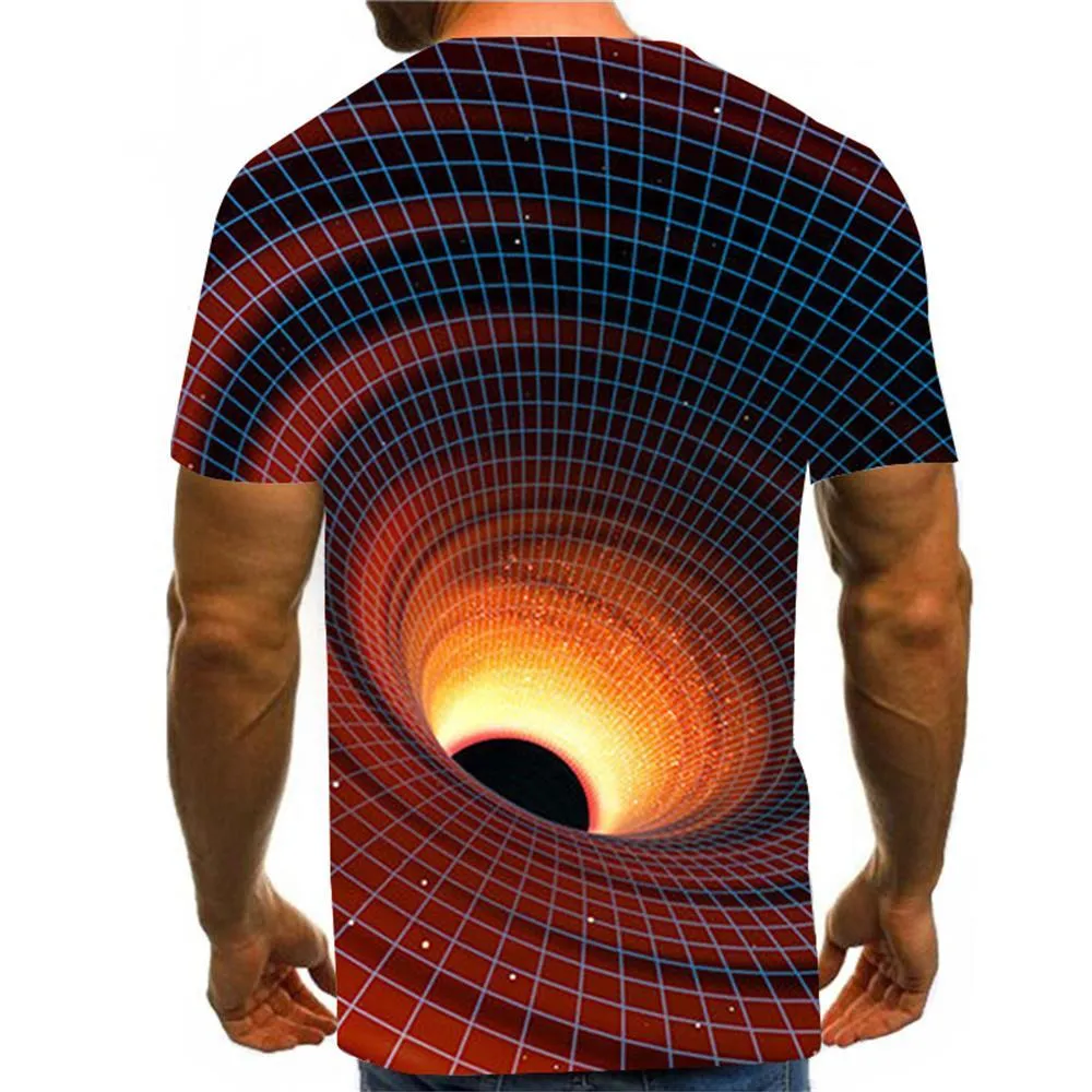 3D Graphic Printed Short Sleeve Shirts Black Hole