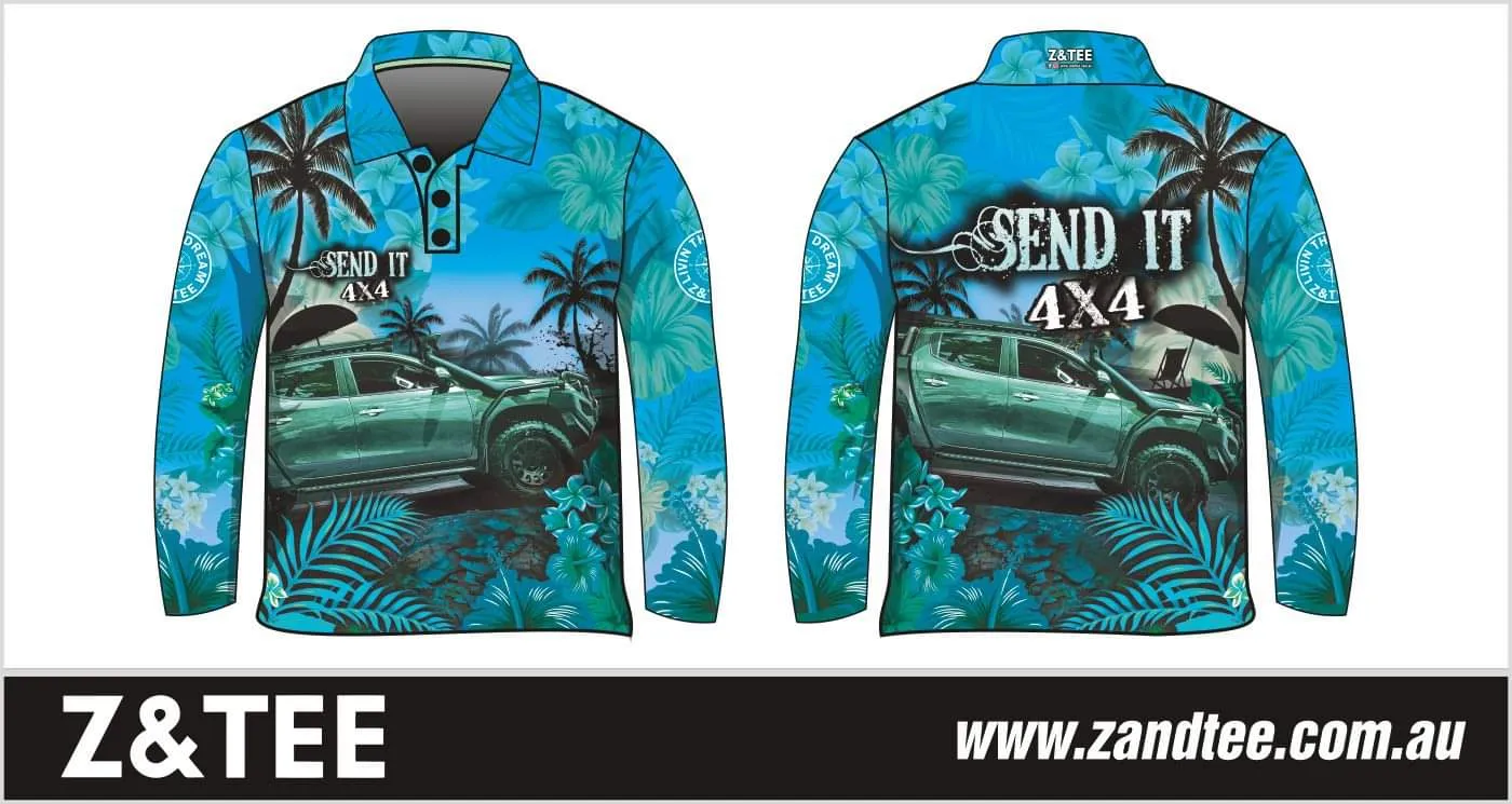 4x4 | Send It 4x4 Tropical Aqua Fishing Shirt ★Pre-Order★