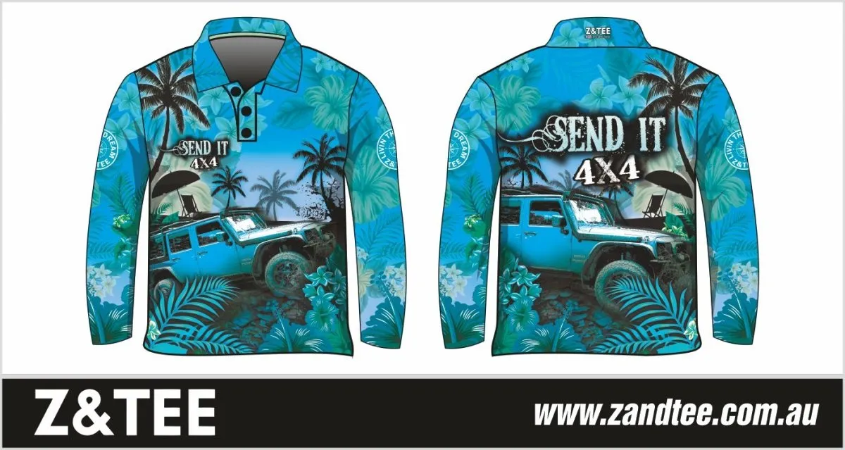 4x4 | Send It 4x4 Tropical Aqua Fishing Shirt ★Pre-Order★