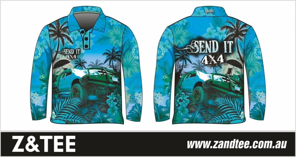 4x4 | Send It 4x4 Tropical Aqua Fishing Shirt ★Pre-Order★