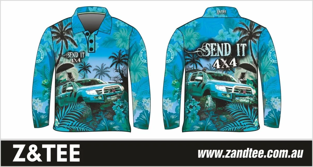 4x4 | Send It 4x4 Tropical Aqua Fishing Shirt ★Pre-Order★