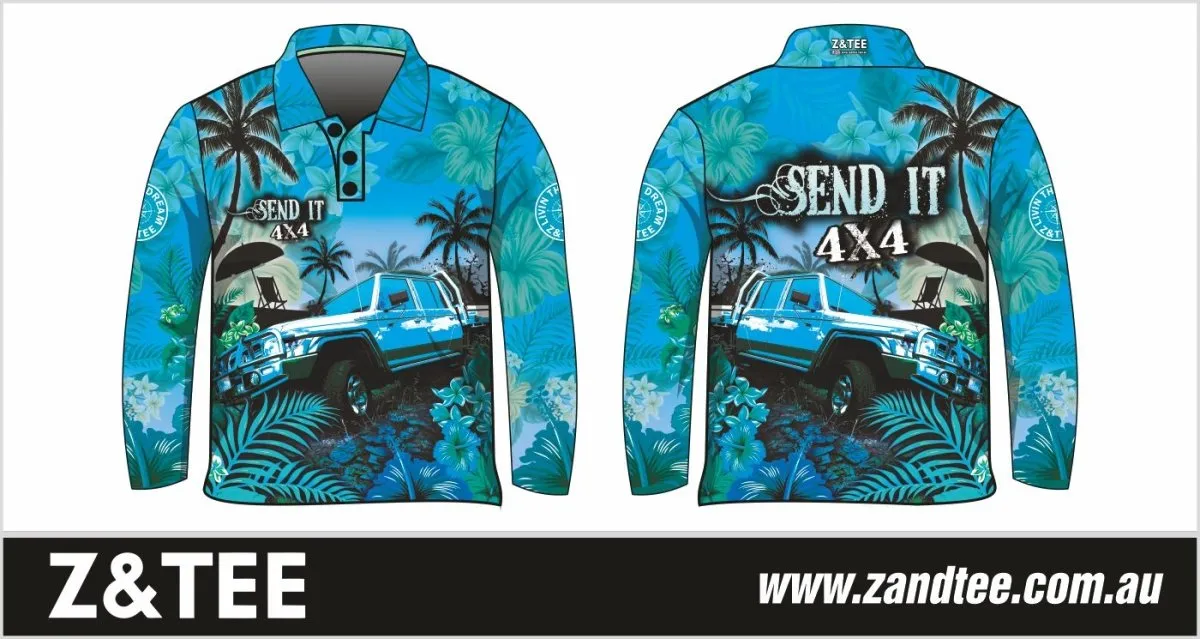 4x4 | Send It 4x4 Tropical Aqua Fishing Shirt ★Pre-Order★