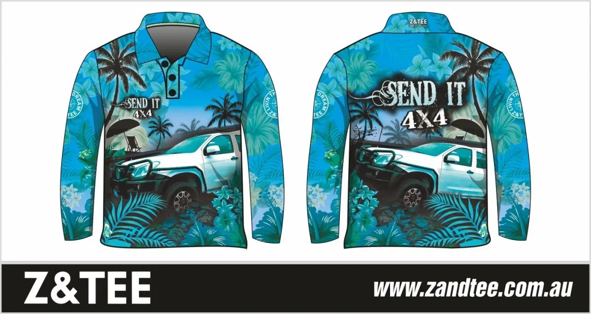 4x4 | Send It 4x4 Tropical Aqua Fishing Shirt ★Pre-Order★