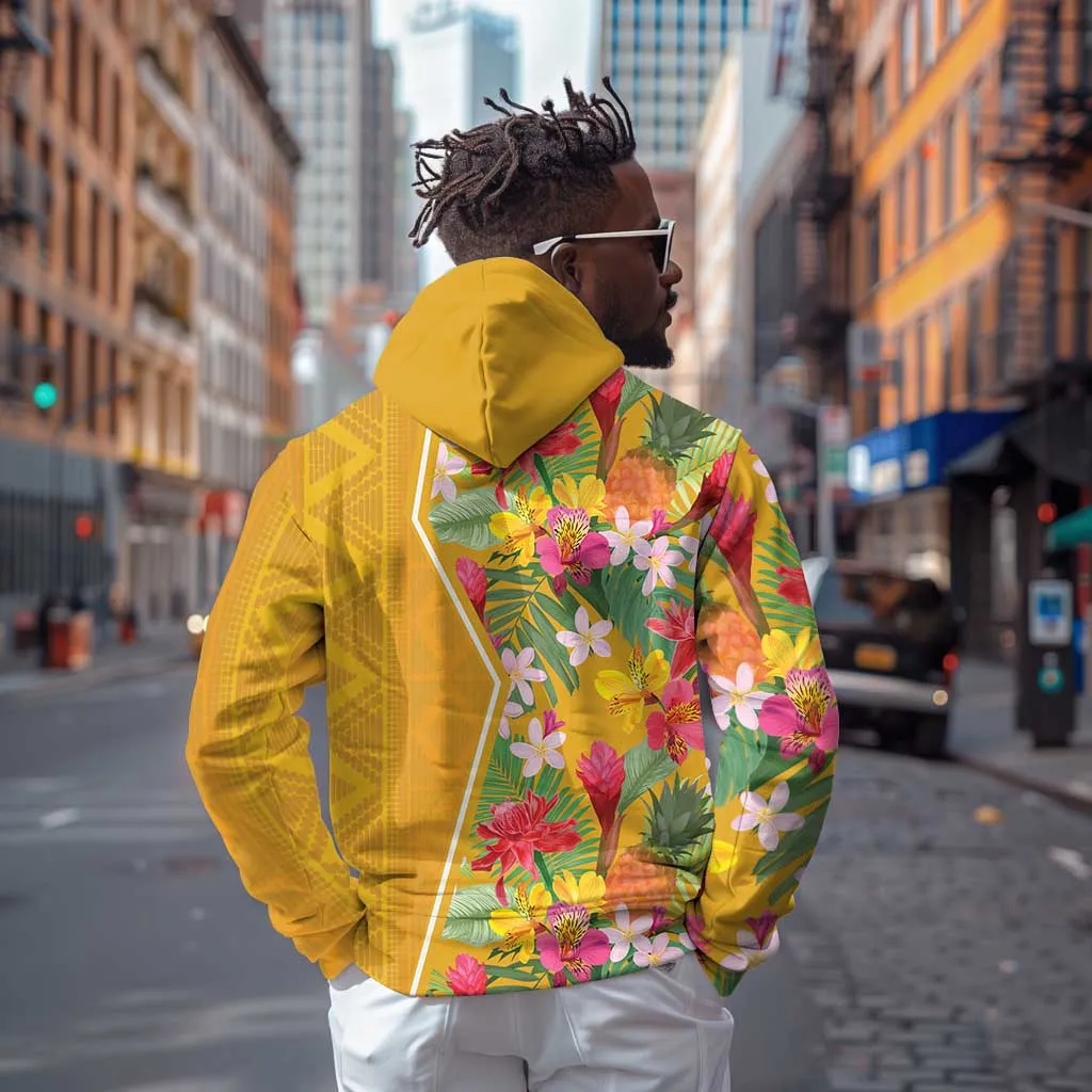 Afro Tropical Flowers Zip Hoodie Yellow Version LT18