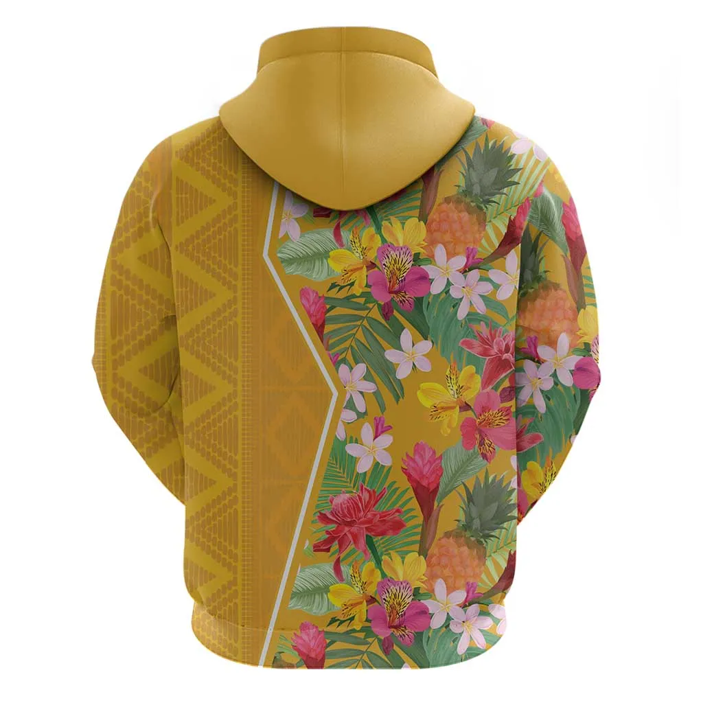 Afro Tropical Flowers Zip Hoodie Yellow Version LT18