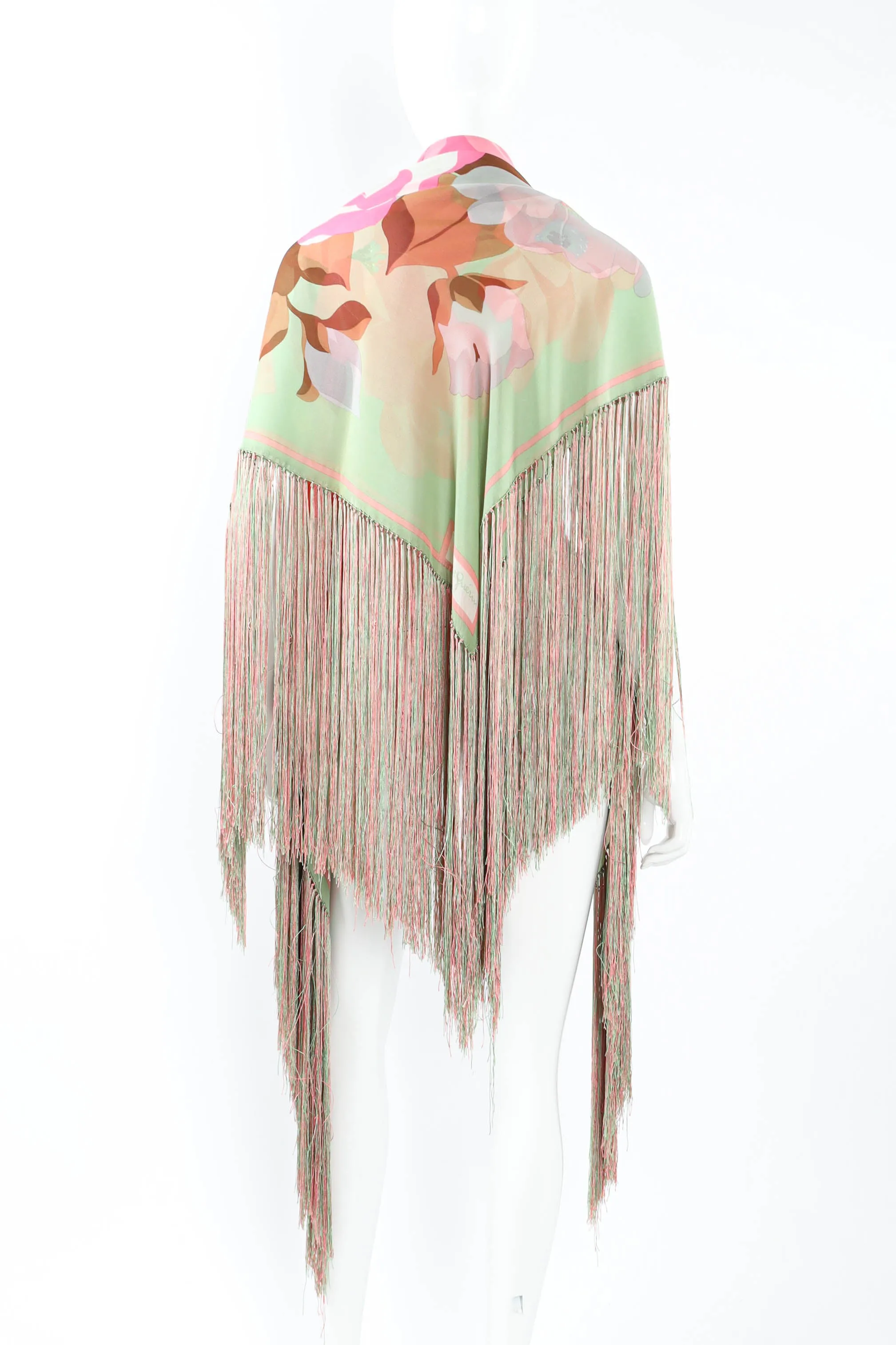 Airy Floral Fringe Shawl