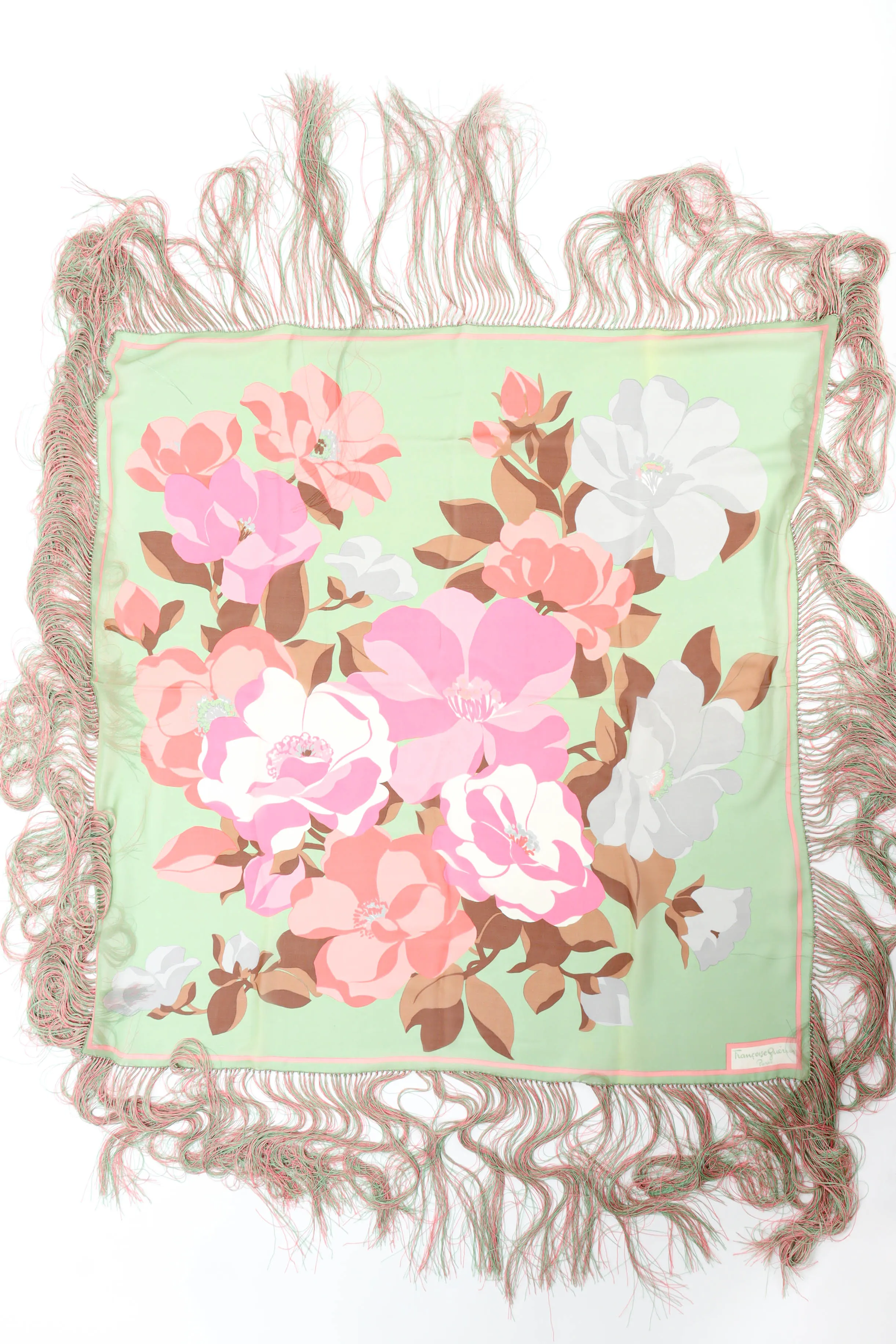Airy Floral Fringe Shawl