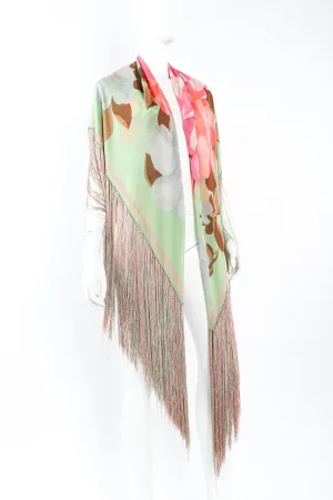 Airy Floral Fringe Shawl