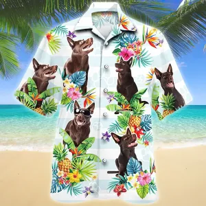 Australian Kelpie Tropical Flower Hawaiian Shirt