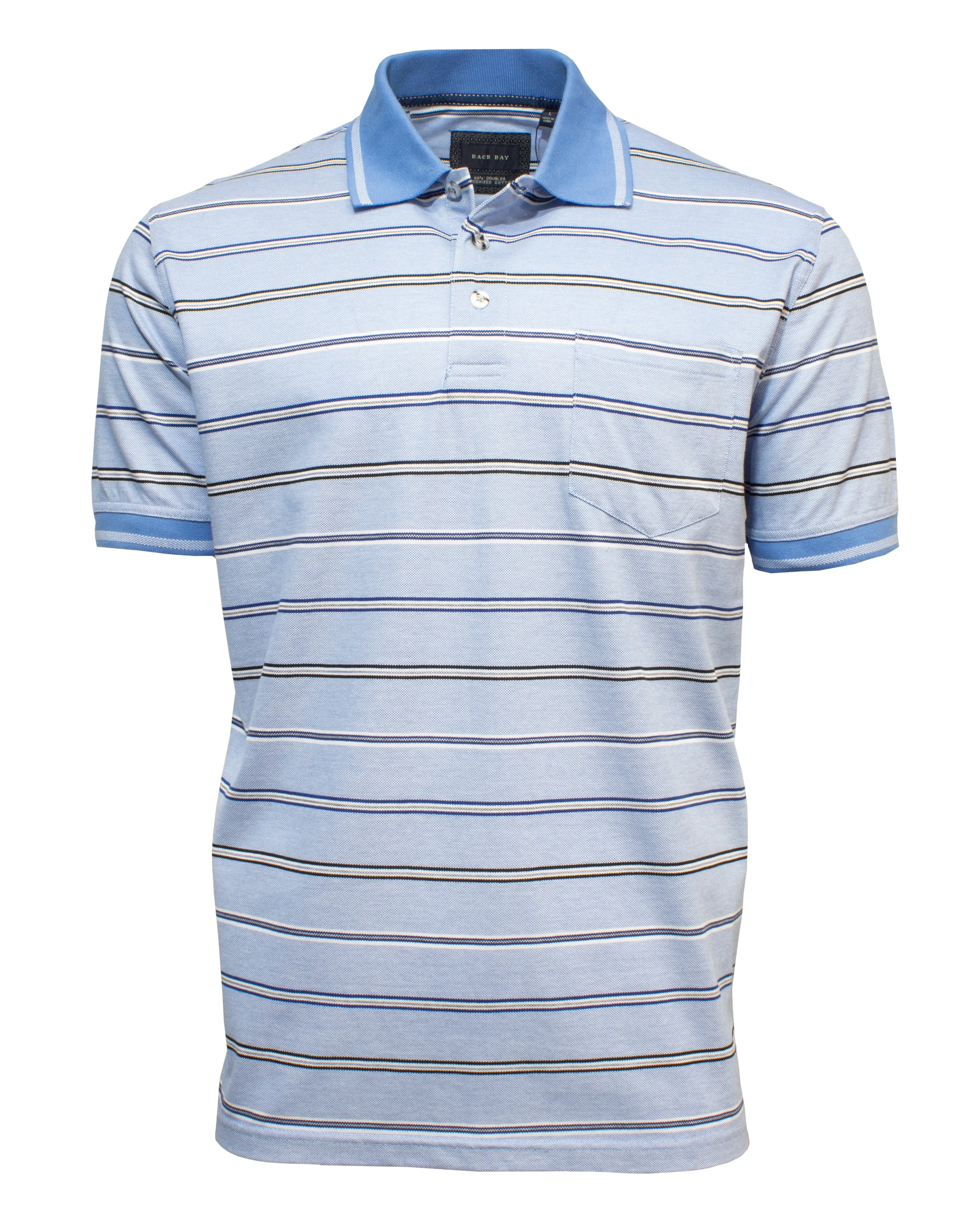 Back Bay Mercerised Cotton Pique Stripe Polo