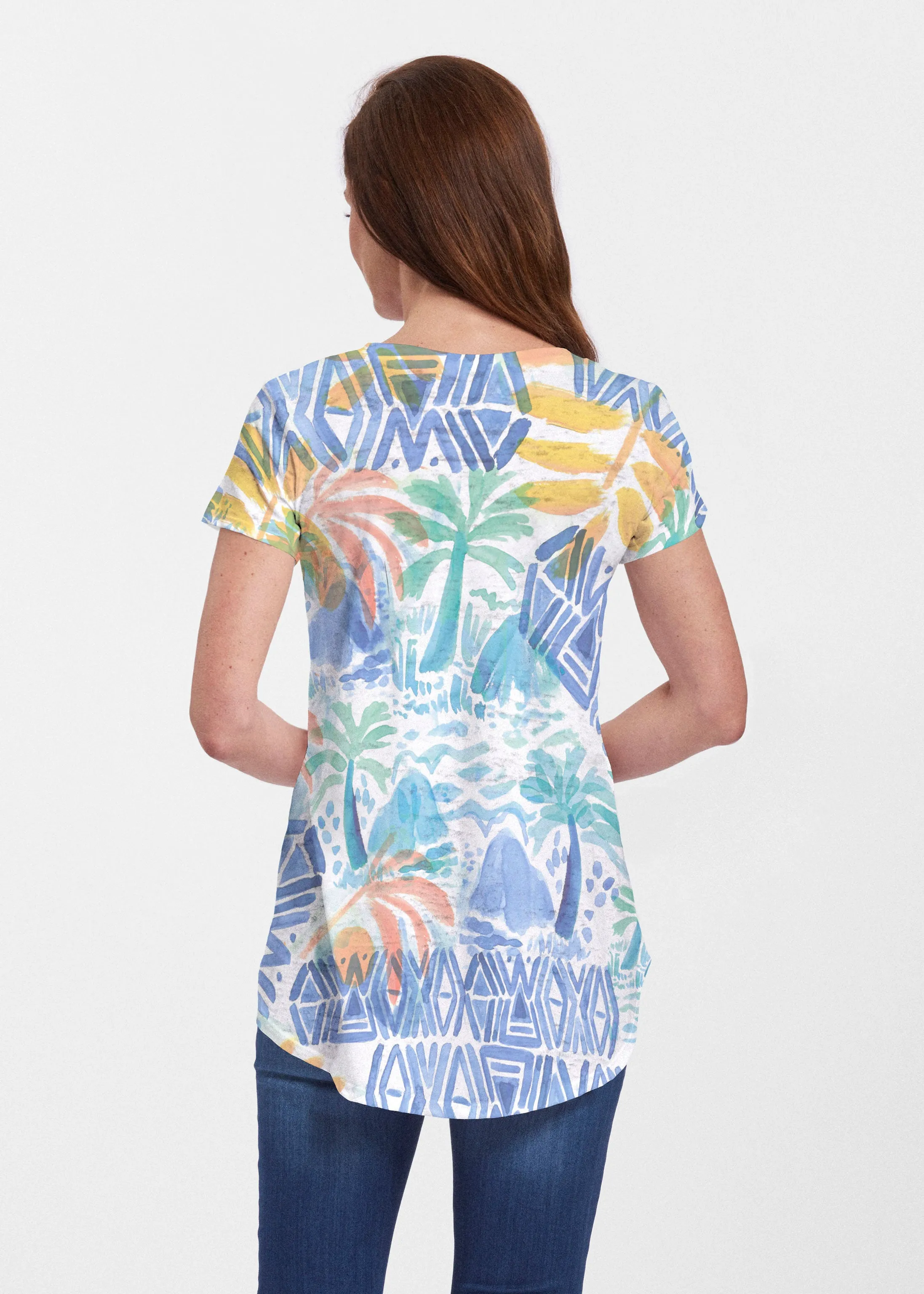 Bahama Mama (17256) ~ Short Sleeve Scoop Neck Flowy Tunic