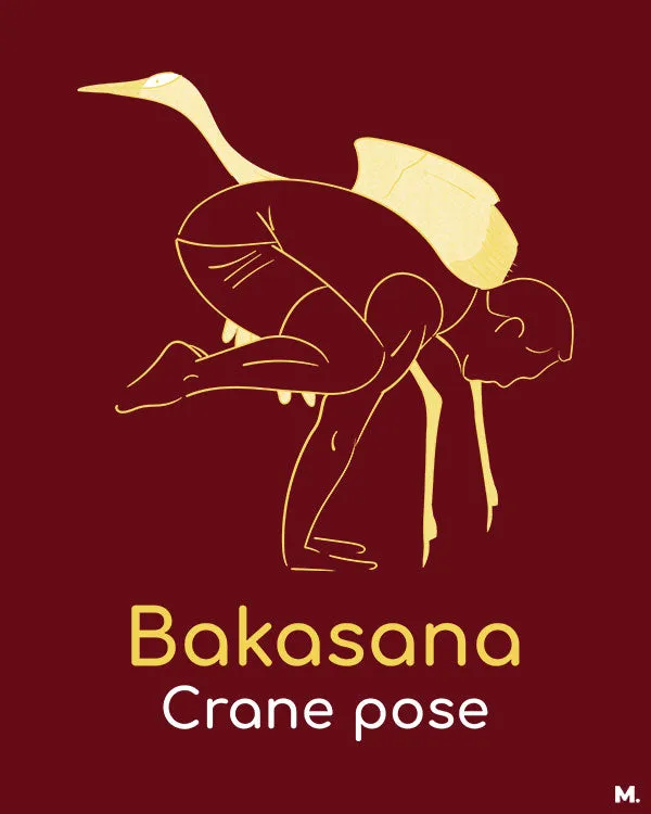 Bakasana crane pose printed t shirts