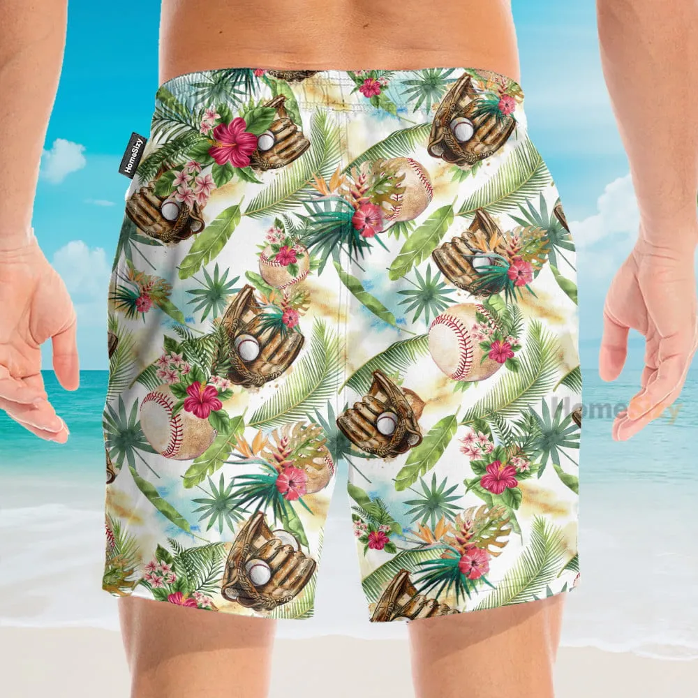 Baseball Tropical Men's Button's Up Shirts - Hawaiian Shirt & Beach Shorts