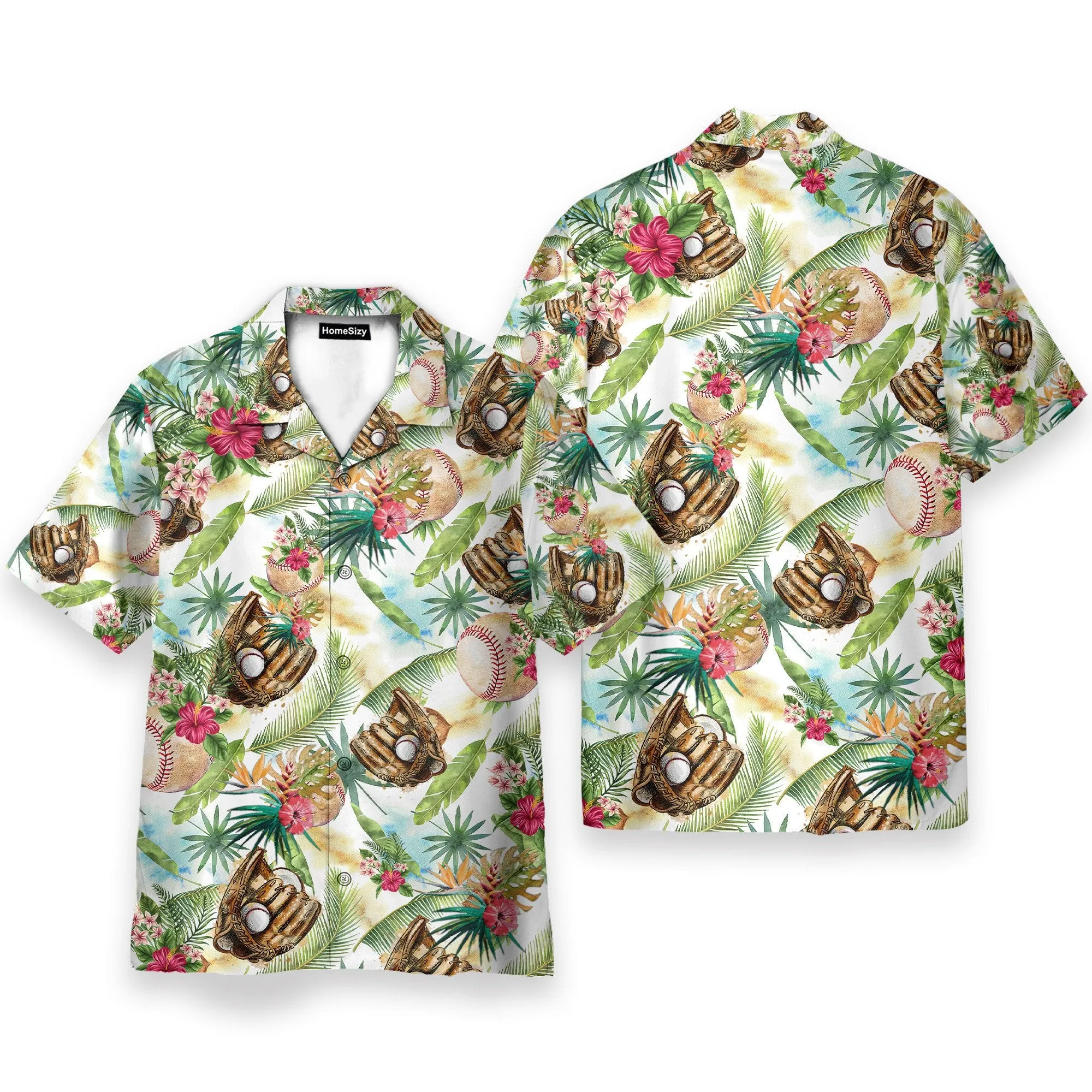 Baseball Tropical Men's Button's Up Shirts - Hawaiian Shirt & Beach Shorts