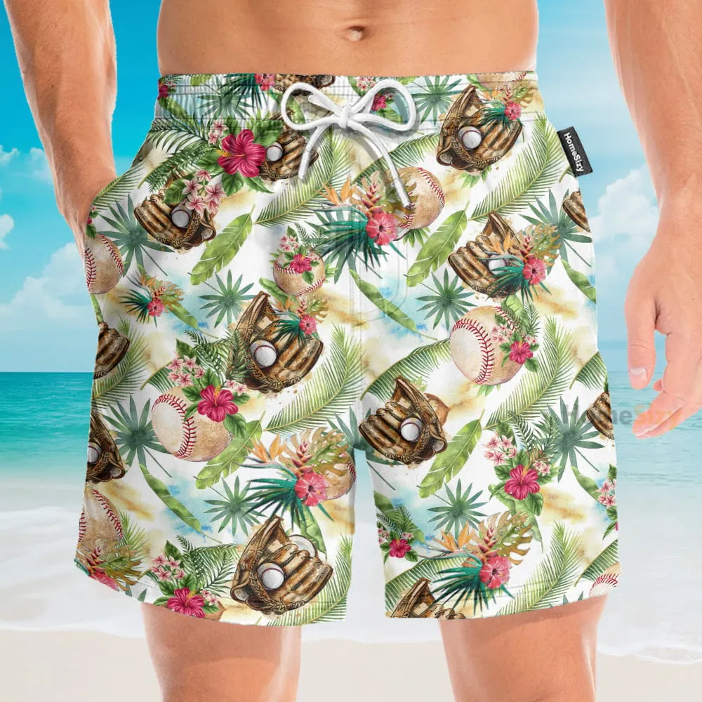 Baseball Tropical Men's Button's Up Shirts - Hawaiian Shirt & Beach Shorts
