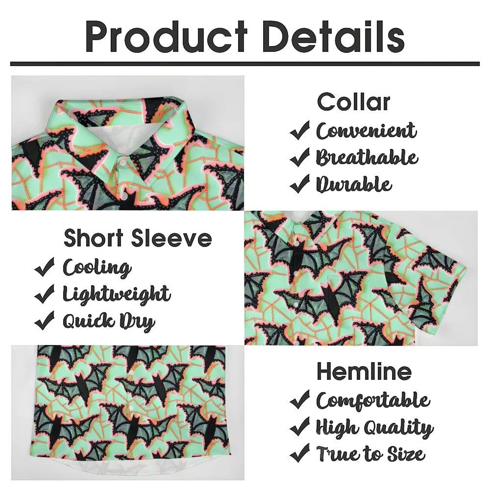 Bat Decorative Print Casual Oversized Short Sleeve Shirt 2407003771