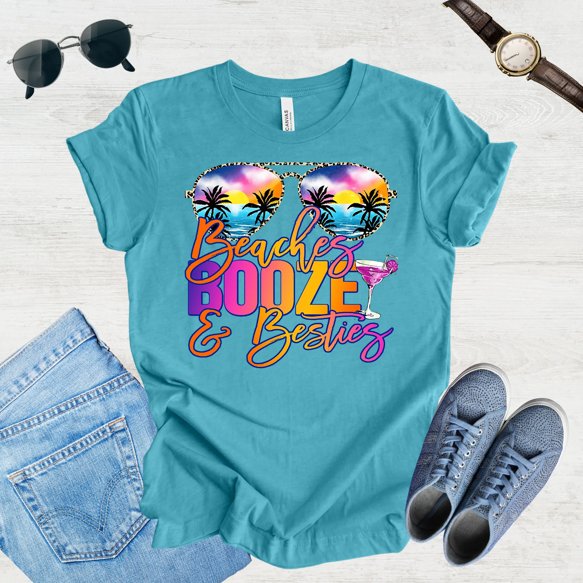 Beach, Booze & Besties – Girls' Getaway Tee