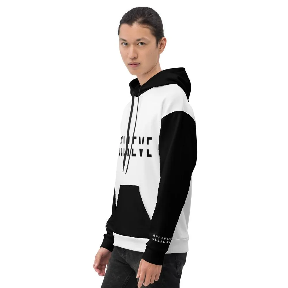 BELIEVE White and Black Pullover Hoodie