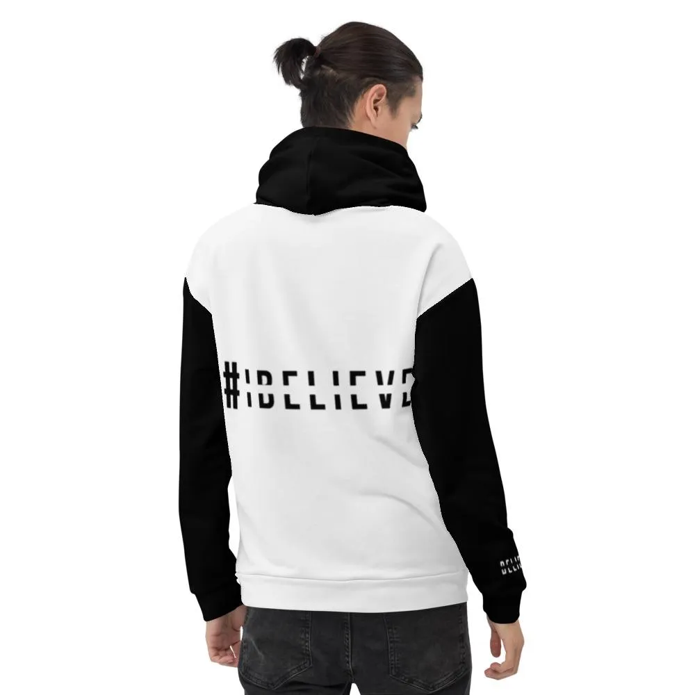 BELIEVE White and Black Pullover Hoodie