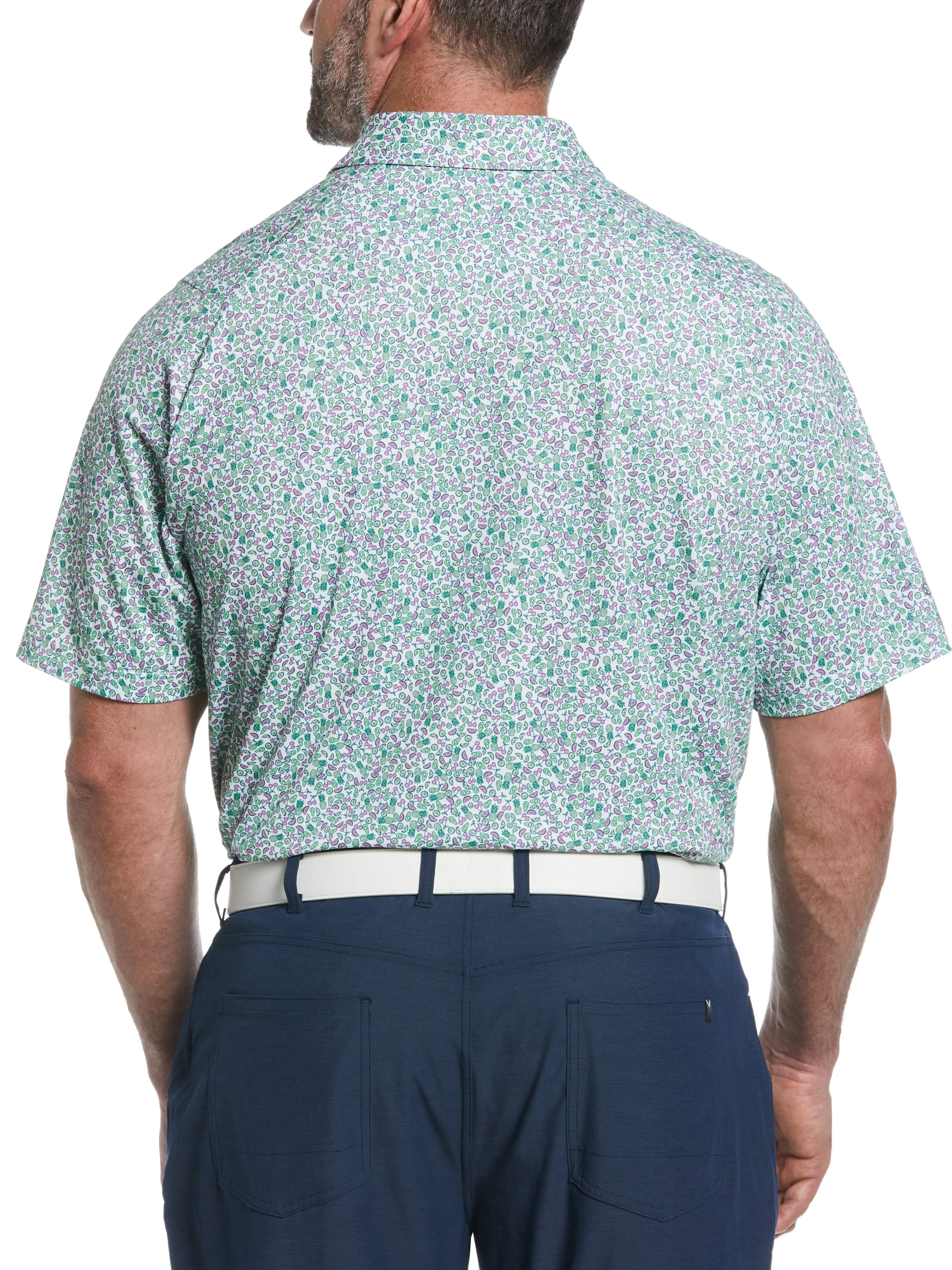 Big & Tall Ventilated Tropical Fruit Print Golf Polo