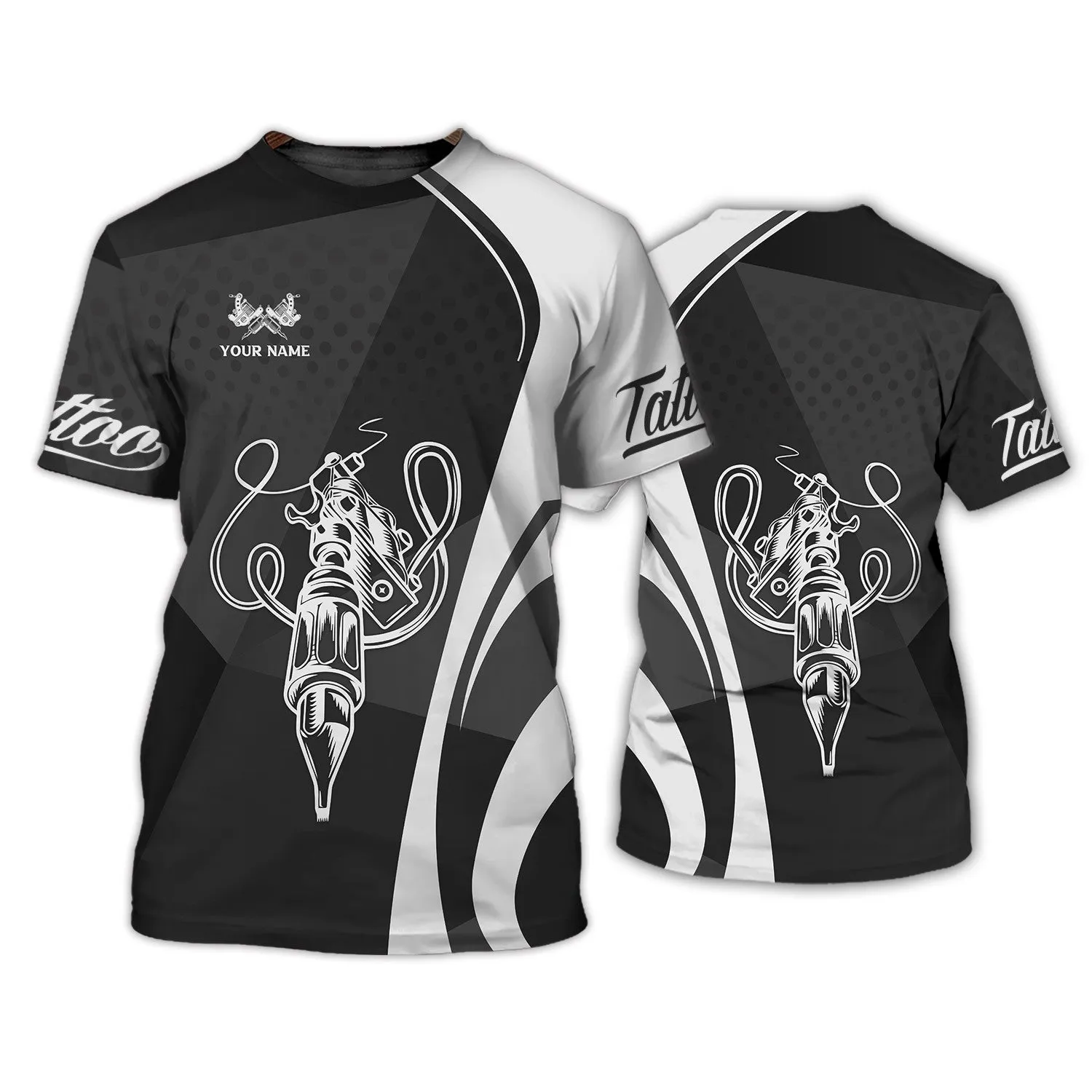 Black & White Tattoo Artist Shop Personalized Name Zipper Hoodie, 3D Hoodie