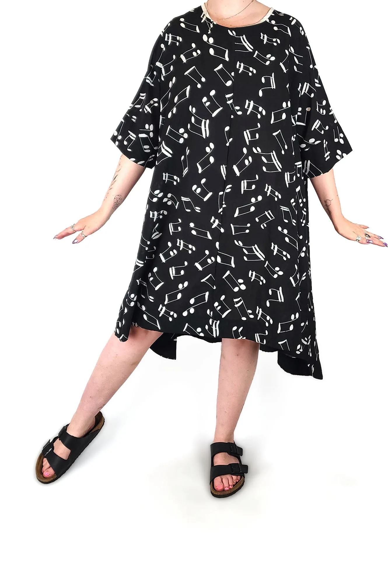 Black and white musical note print dress size Medium