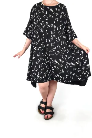 Black and white musical note print dress size Medium