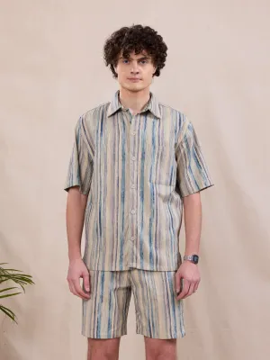 Blue Half Sleeve Printed Resort Shirt