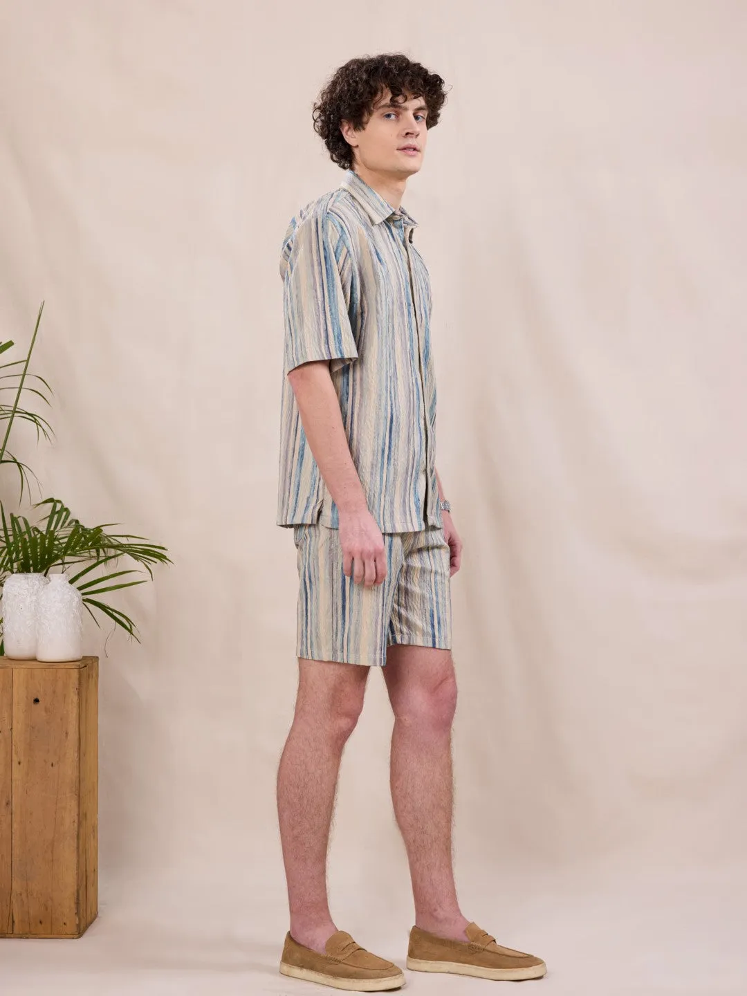 Blue Half Sleeve Printed Resort Shirt