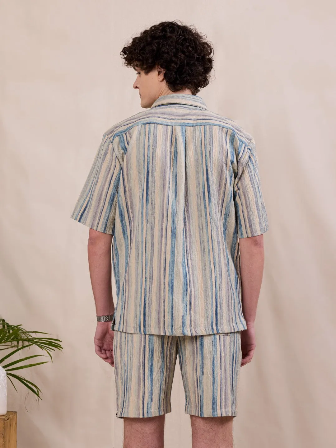 Blue Half Sleeve Printed Resort Shirt