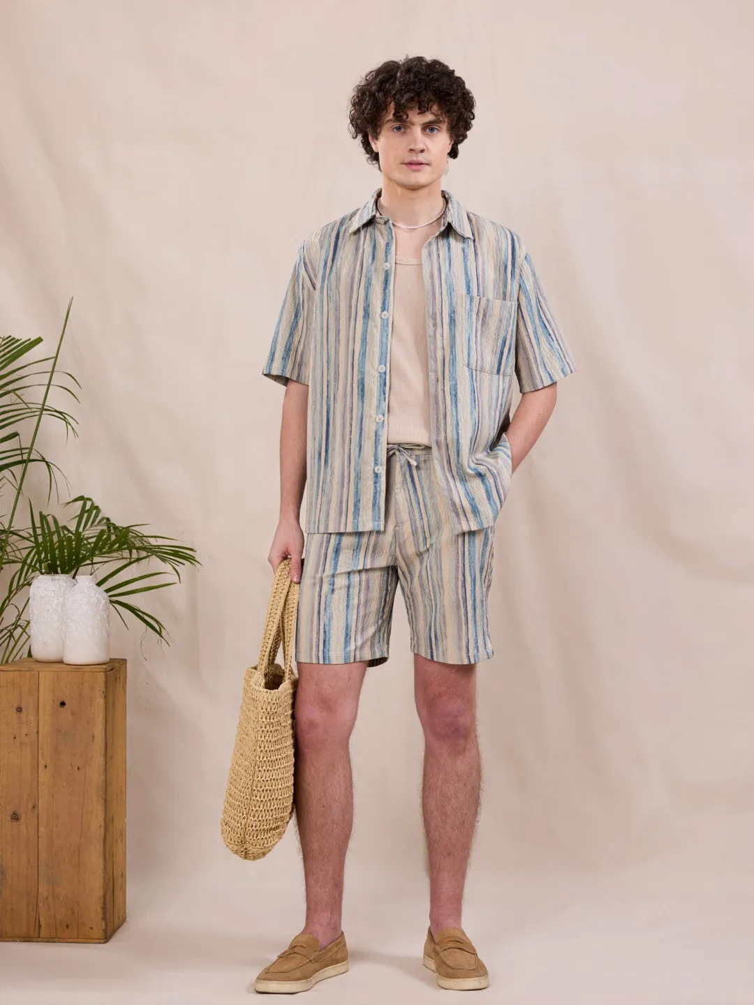Blue Half Sleeve Printed Resort Shirt