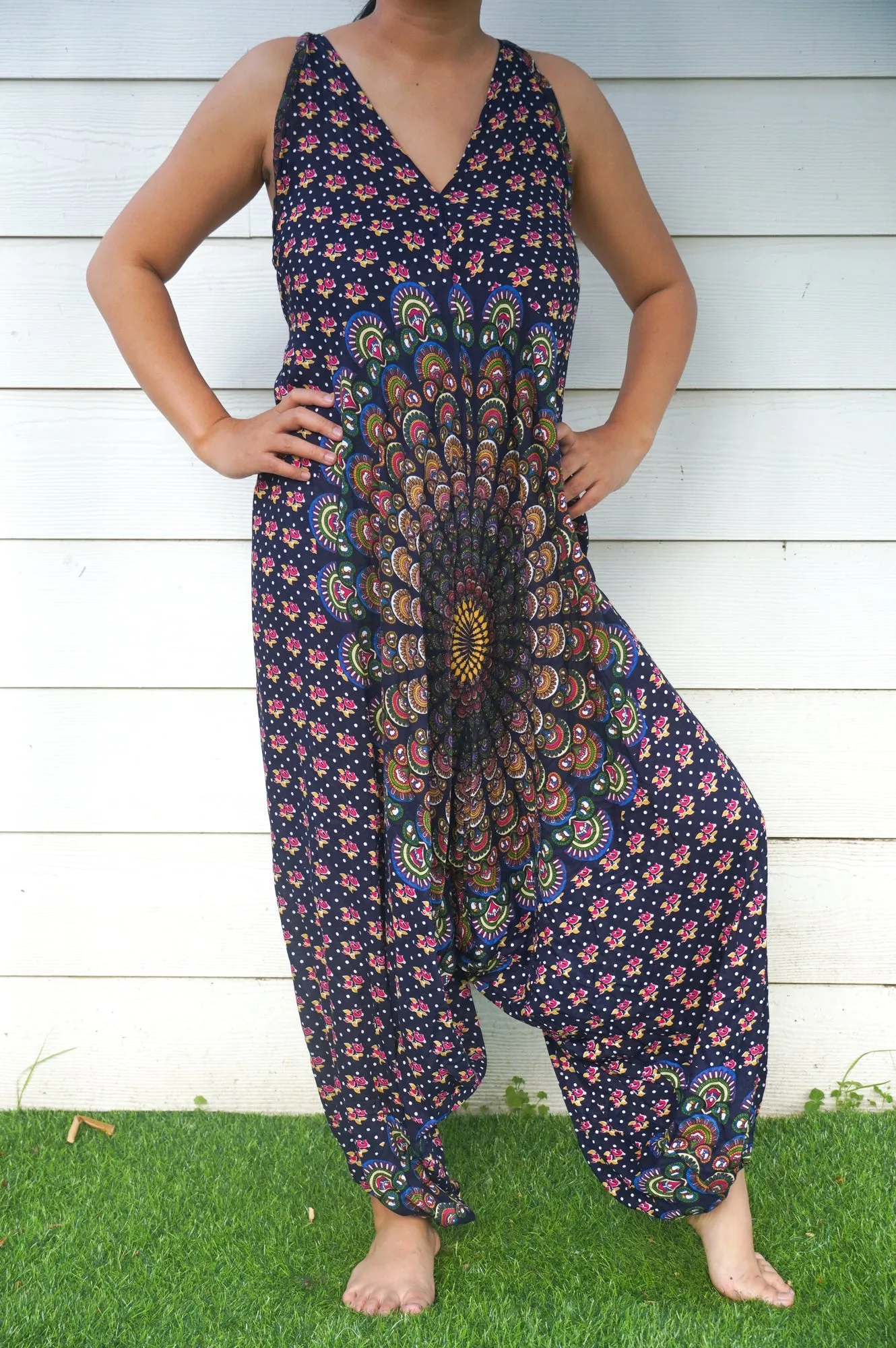 Bohemian Harem Jumpsuit- Navy Blue Chakra