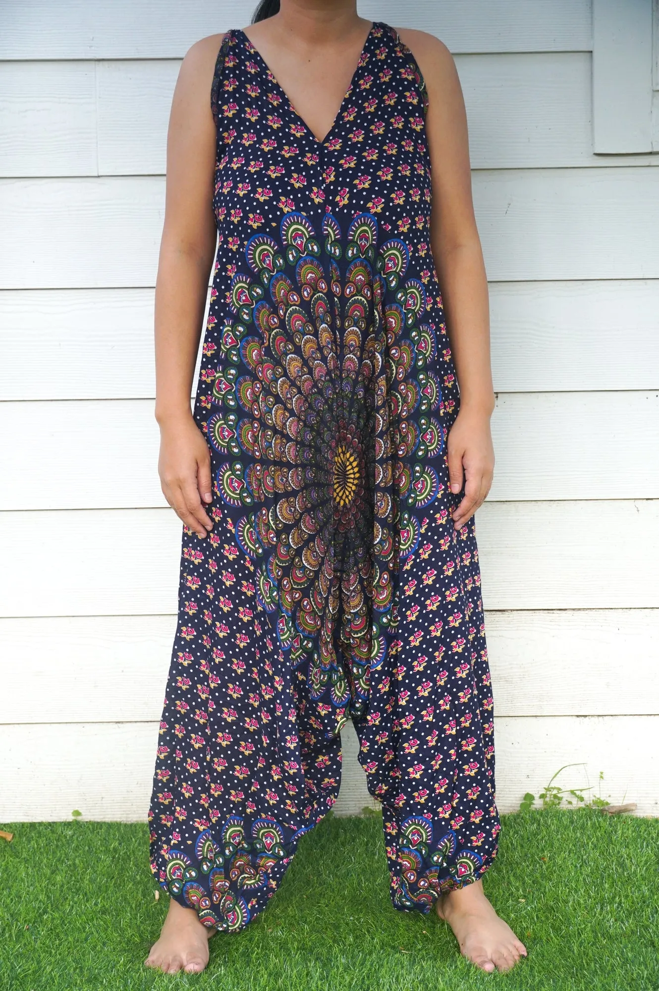 Bohemian Harem Jumpsuit- Navy Blue Chakra