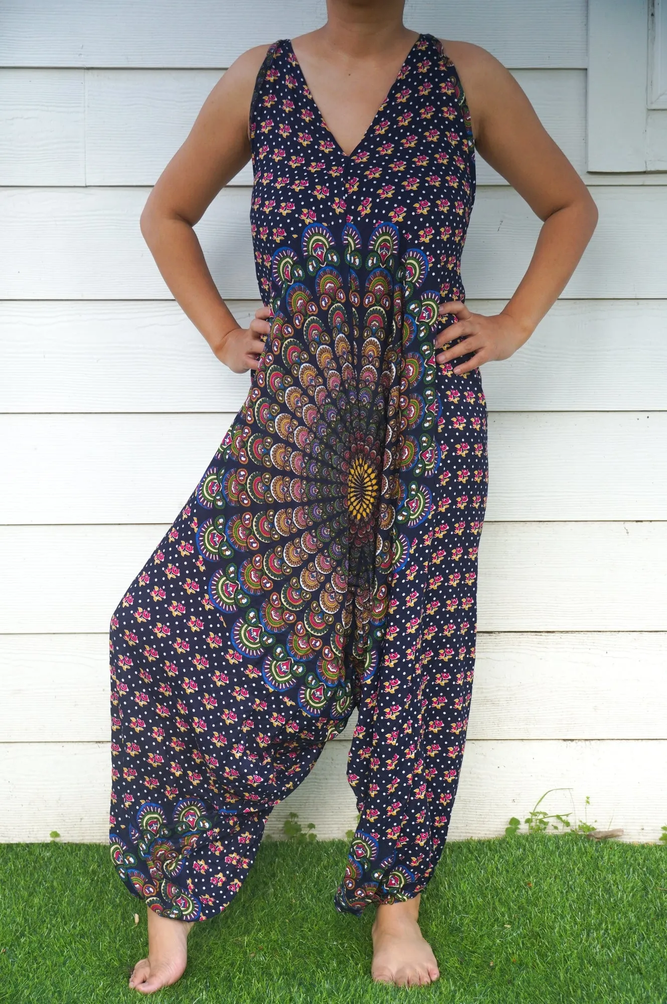 Bohemian Harem Jumpsuit- Navy Blue Chakra
