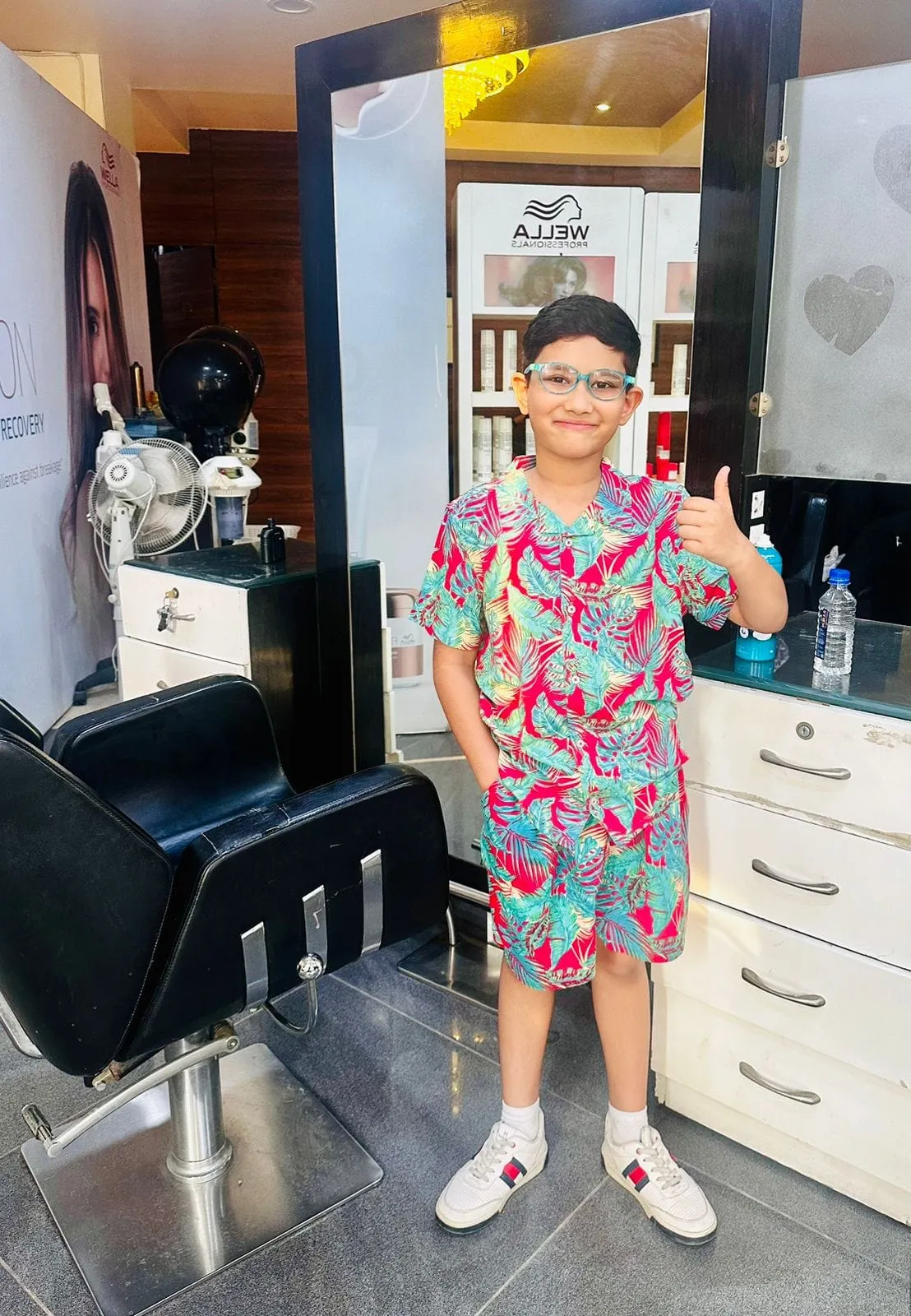 Boys Hawaiian Tropical Printed Shirt & Short Co-Ord Set Red