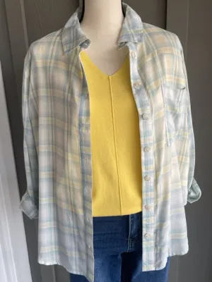 Button Up Spring Flannel - Ivory Multi