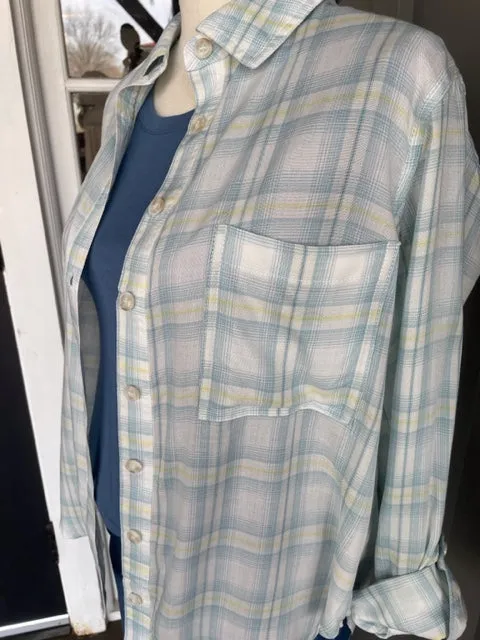 Button Up Spring Flannel - Ivory Multi