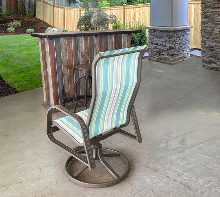 Cabo Sling High Back Dining Swivel Rocker in Tempo Spearmint