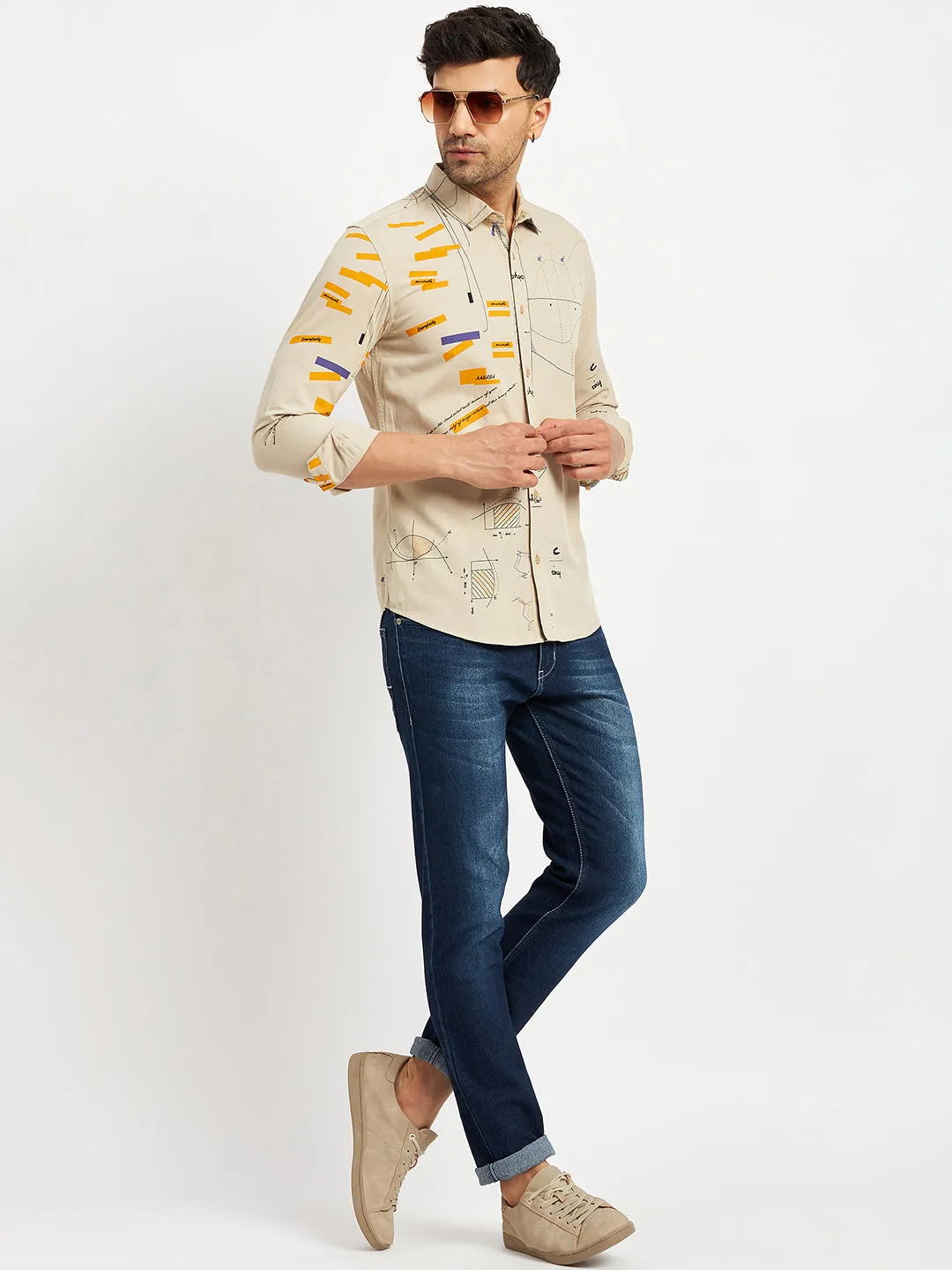 Camla Beige Shirts For Men