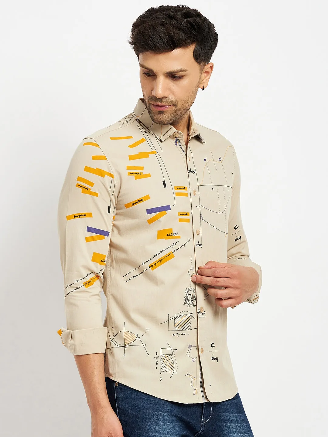 Camla Beige Shirts For Men