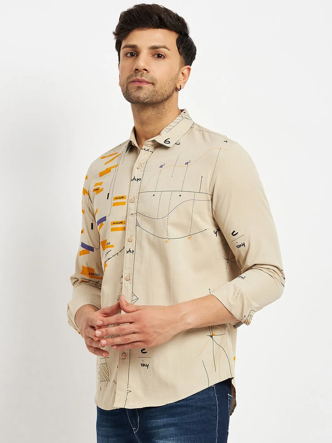 Camla Beige Shirts For Men