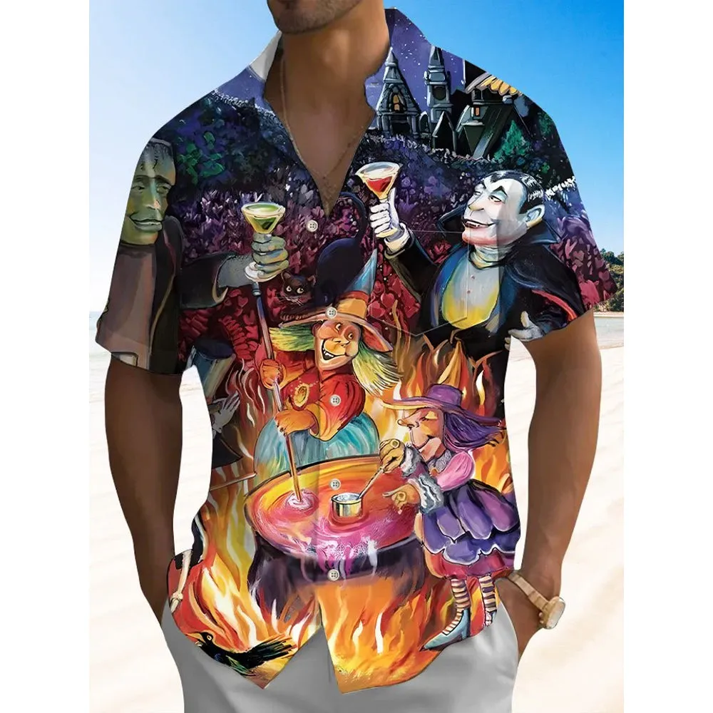 Castle Celebration Party Casual Large Size Short Sleeve Shirt