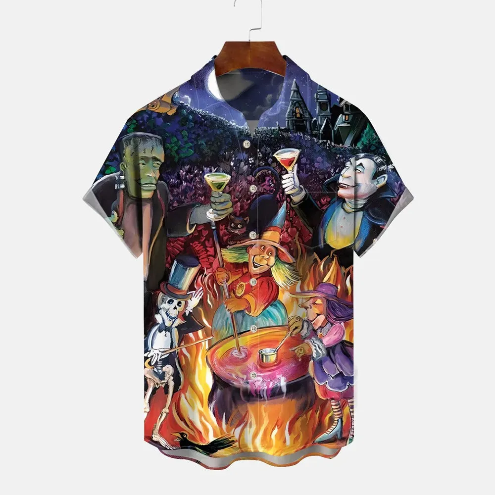 Castle Celebration Party Casual Large Size Short Sleeve Shirt