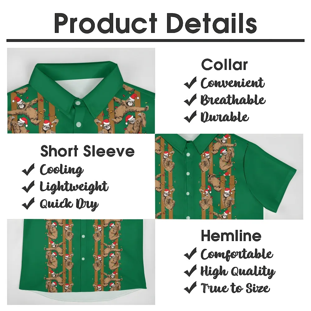 Christmas Sloth Colored Light String Casual Short Sleeve Shirt 2410001463