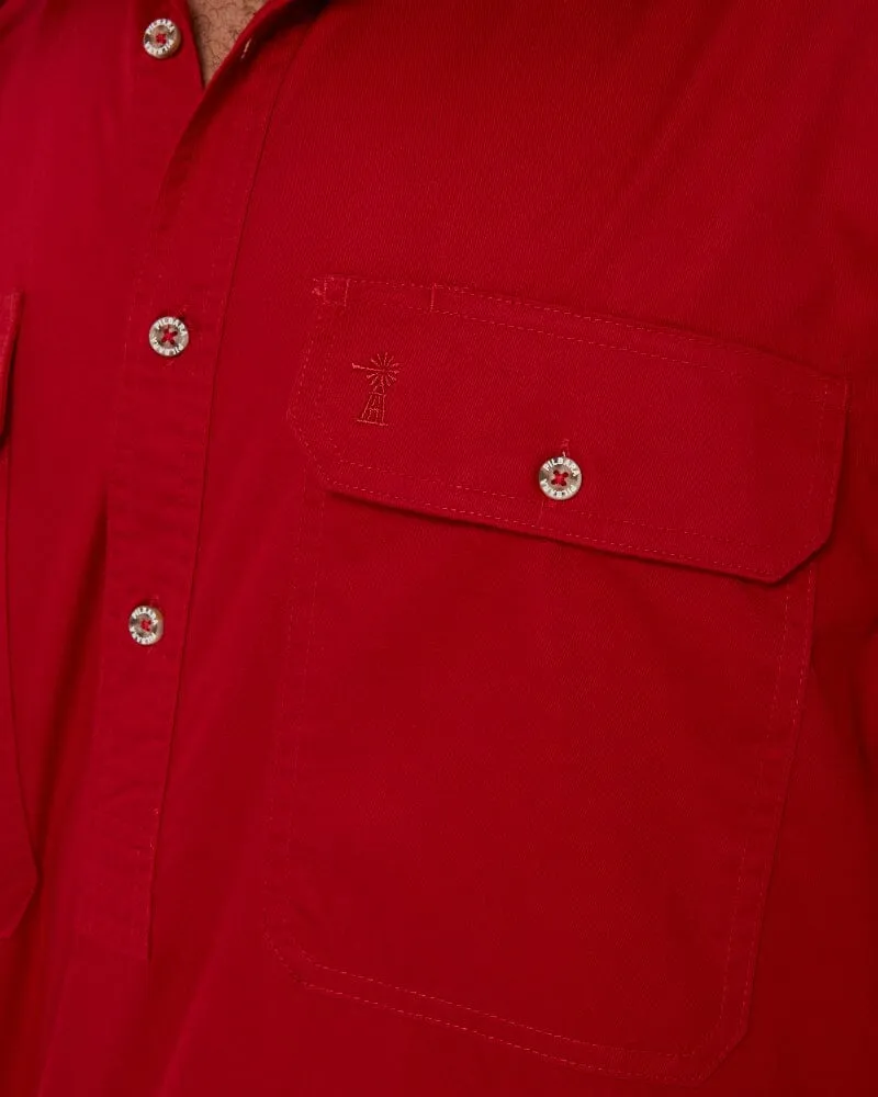 Closed Front SS Shirt - Red