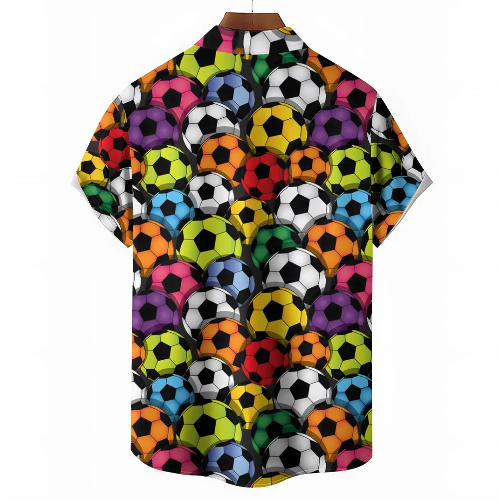 Colorful Football Print Casual Oversized Short-Sleeved Shirt 2407002248