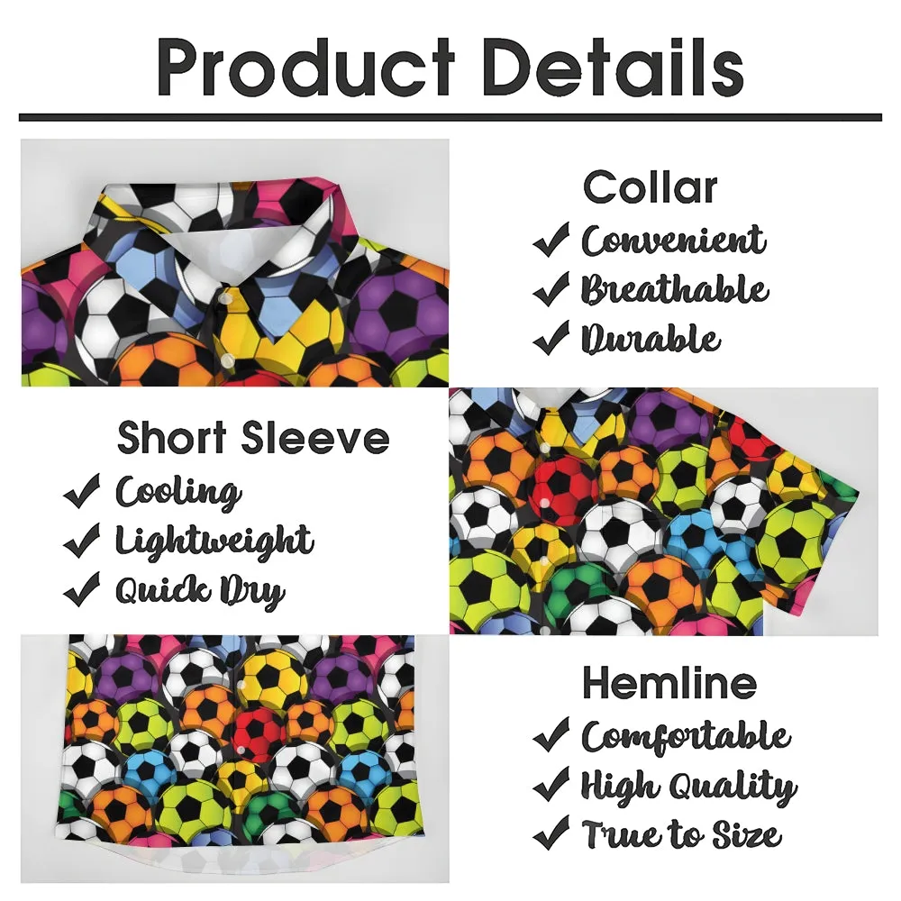 Colorful Football Print Casual Oversized Short-Sleeved Shirt 2407002248