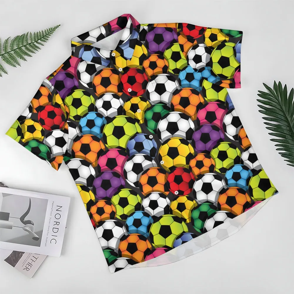 Colorful Football Print Casual Oversized Short-Sleeved Shirt 2407002248