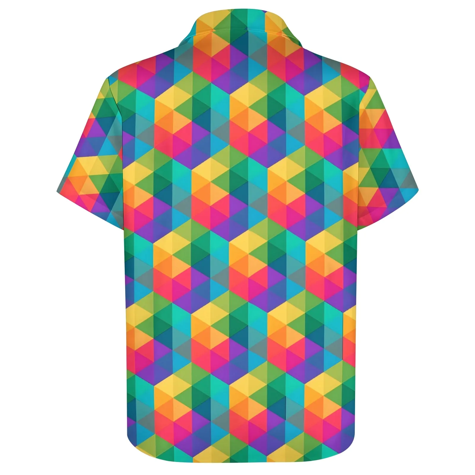Colorful Geometric Shapes Casual Short Sleeve Shirt 2403000440