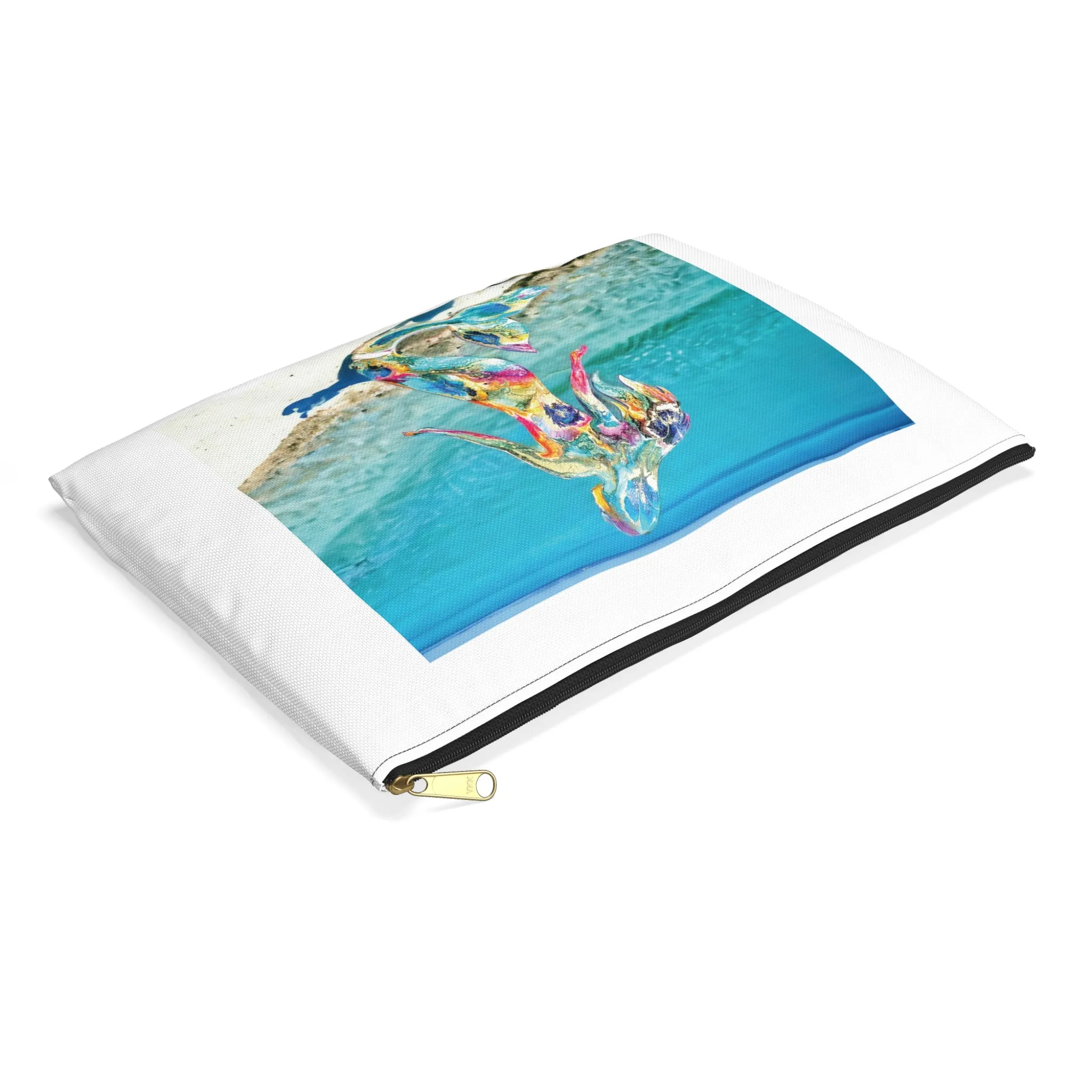 Colorful Mermaid on a Tropical Beach Original Art Accessory Pouch